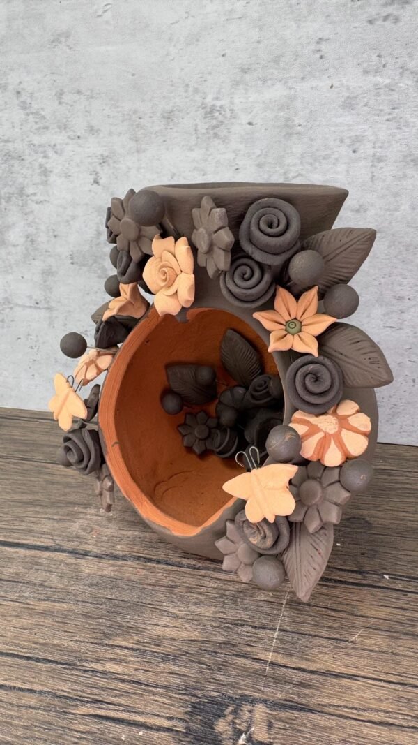 Filigrana Tealight Clay Mini Chimney, Candle Holder Artistic  Oaxaca México By Artisans Handmade Crafts, Home Decor Folk Art,  Pastillaje - Image 3