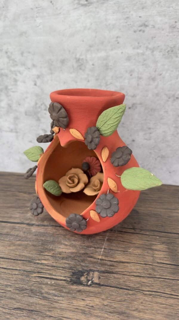 Filigrana Tealight Clay Mini Chimney, Candle Holder Artistic  Oaxaca México By Artisans Handmade Crafts, Home Decor Folk Art,  Pastillaje - Image 3