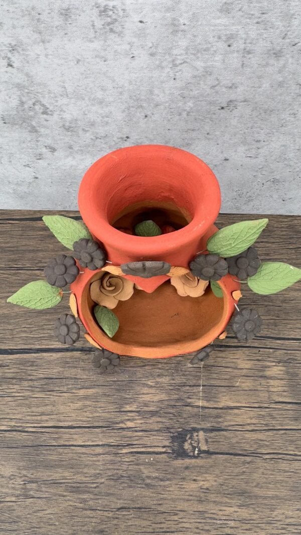 Filigrana Tealight Clay Mini Chimney, Candle Holder Artistic  Oaxaca México By Artisans Handmade Crafts, Home Decor Folk Art,  Pastillaje - Image 4