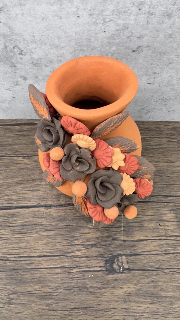 Filigrana Clay Vase Artistic From Oaxaca México By Artisans Handmade Crafts, Home Decor Folk Art, Dry Flower Pastillaje Technique Collectors - Image 4