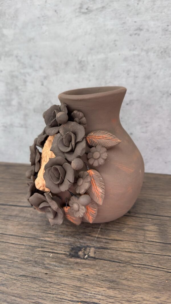Mary Virgin Filigrana Clay Flower Vase, Artistic  Oaxaca México By Artisans Handmade Crafts, Home Decor Folk Art,  Virgen de Guadalupe - Image 3