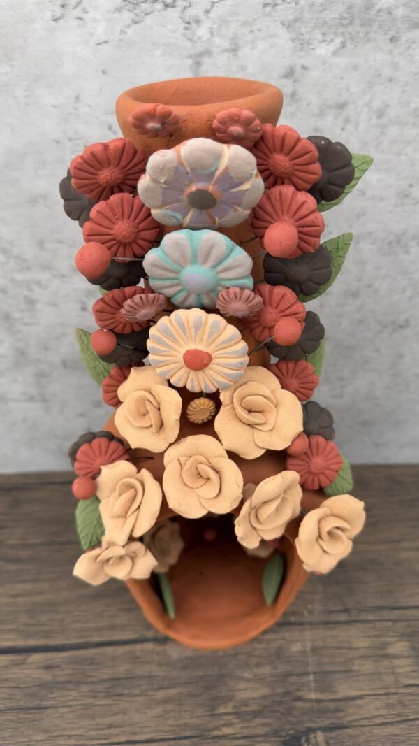 Mini Chimney Handcrafted Oaxacan With Pastillaje, Filigrana - Natural Clay Mexican Artistry, Decorative Home Accent, Unique Artisanal Piece - Image 4