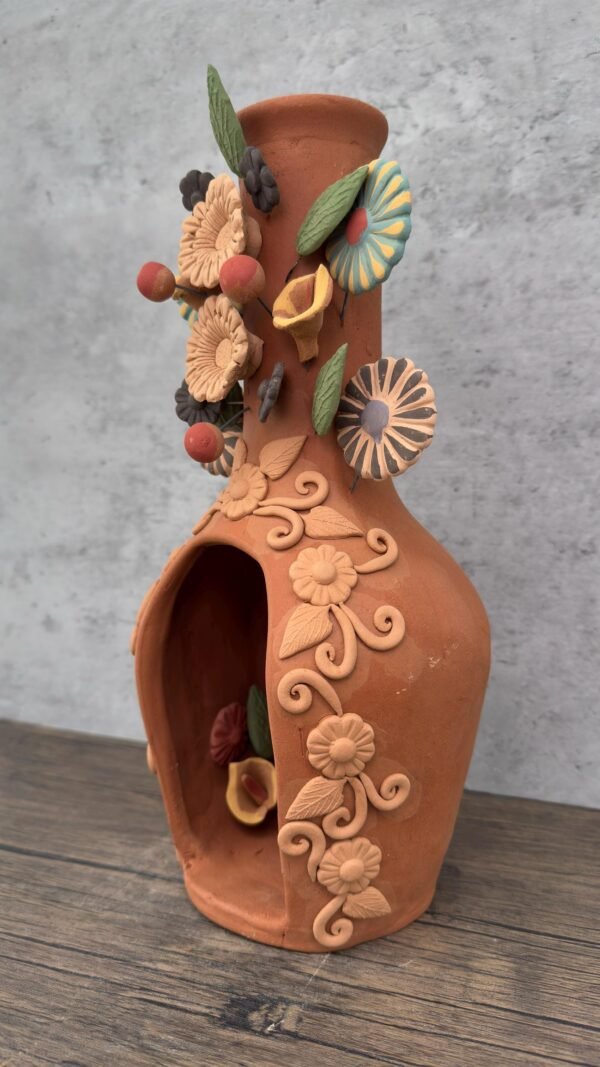 Mini Chimney Handcrafted Oaxacan With Pastillaje, Filigrana - Natural Clay Mexican Artistry, Decorative Home Accent, Unique Artisanal Piece - Image 3