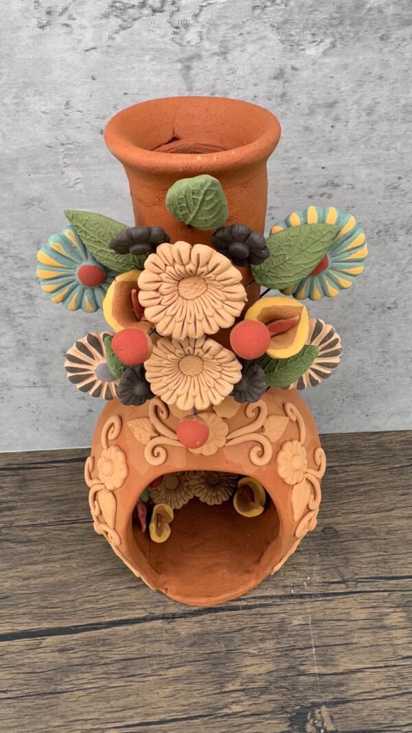 Mini Chimney Handcrafted Oaxacan With Pastillaje, Filigrana - Natural Clay Mexican Artistry, Decorative Home Accent, Unique Artisanal Piece - Image 4