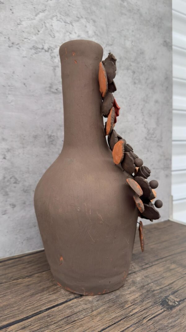 Handcrafted Virgin Oaxacan Clay Vase with Pastillaje Or Filigrana - Natural Clay Mexican Artistry, Decorative Home Accent, Unique Artisanal - Image 3