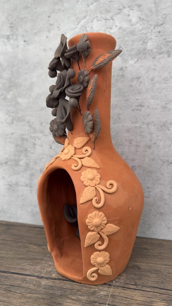 Mini Chimney Virgin Handcrafted Oaxacan With Pastillaje, Filigrana - Natural Clay Mexican Artistry, Decorative Home Accent, Unique Artisanal - Image 3