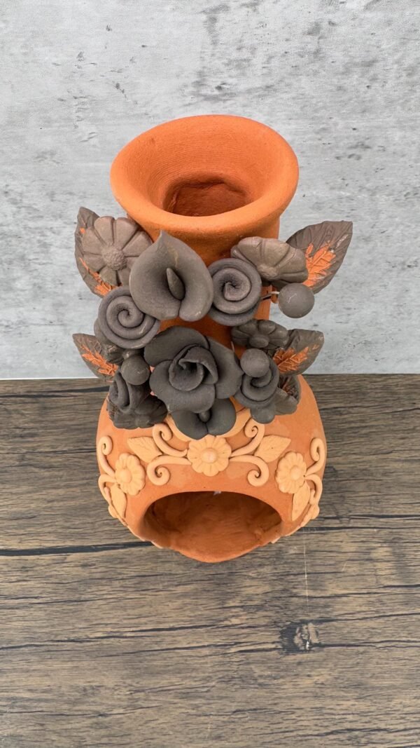 Mini Chimney Virgin Handcrafted Oaxacan With Pastillaje, Filigrana - Natural Clay Mexican Artistry, Decorative Home Accent, Unique Artisanal - Image 4