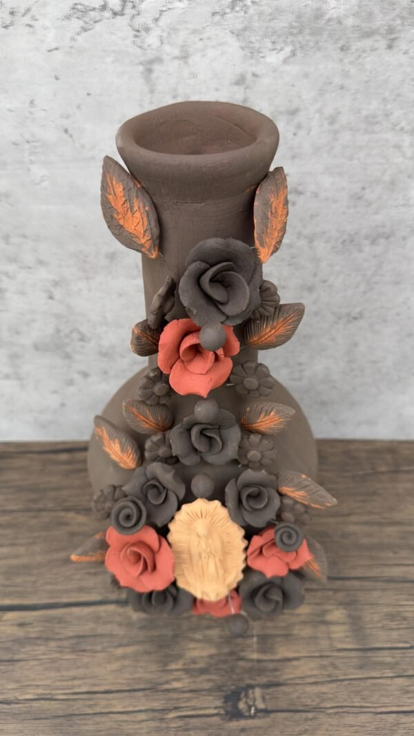 Handcrafted Virgin Oaxacan Clay Vase with Pastillaje Or Filigrana - Natural Clay Mexican Artistry, Decorative Home Accent, Unique Artisanal - Image 4