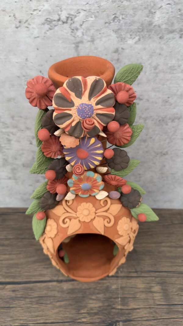Mini Chimney Handcrafted Oaxacan  With Pastillaje Or Filigrana - Natural Clay Mexican Artistry, Decorative Home Accent, Unique Artisanal - Image 4