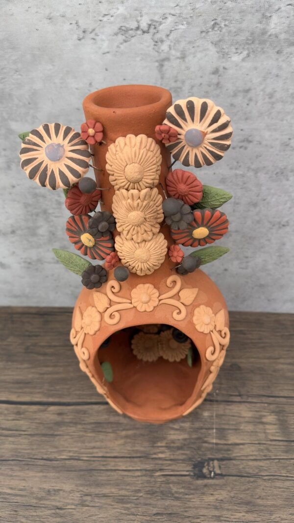 Mini Chimney Handcrafted Oaxacan  With Pastillaje Or Filigrana - Natural Clay Mexican Artistry, Decorative Home Accent, Unique Artisanal - Image 4