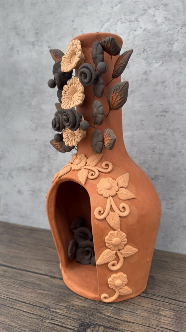 Mini Chimney Handcrafted Oaxacan  With Pastillaje Or Filigrana - Natural Clay Mexican Artistry, Decorative Home Accent, Unique Artisanal - Image 3