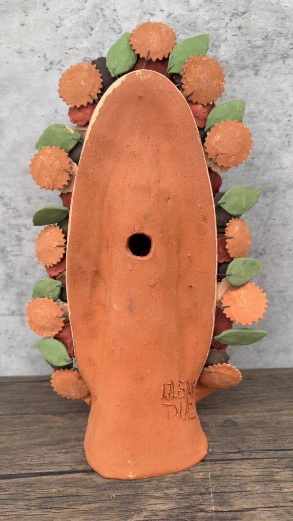 Virgin Mary Handmade Clay Piece, Virgen de Guadalupe  Mexican Decoration, Mary Virgin Sculpture, Metepec Estado de México Virgencita - Image 4
