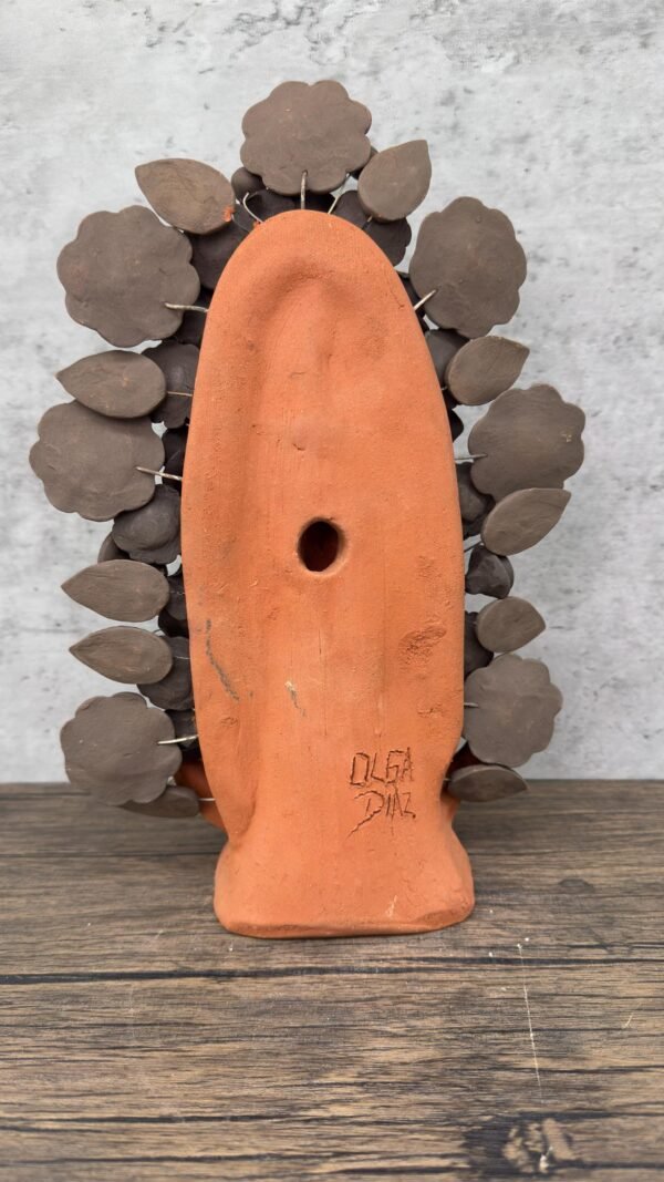Virgin Mary Handmade Clay Piece, Virgen de Guadalupe  Mexican Decoration, Mary Virgin Sculpture, Metepec Estado de México Virgencita - Image 4