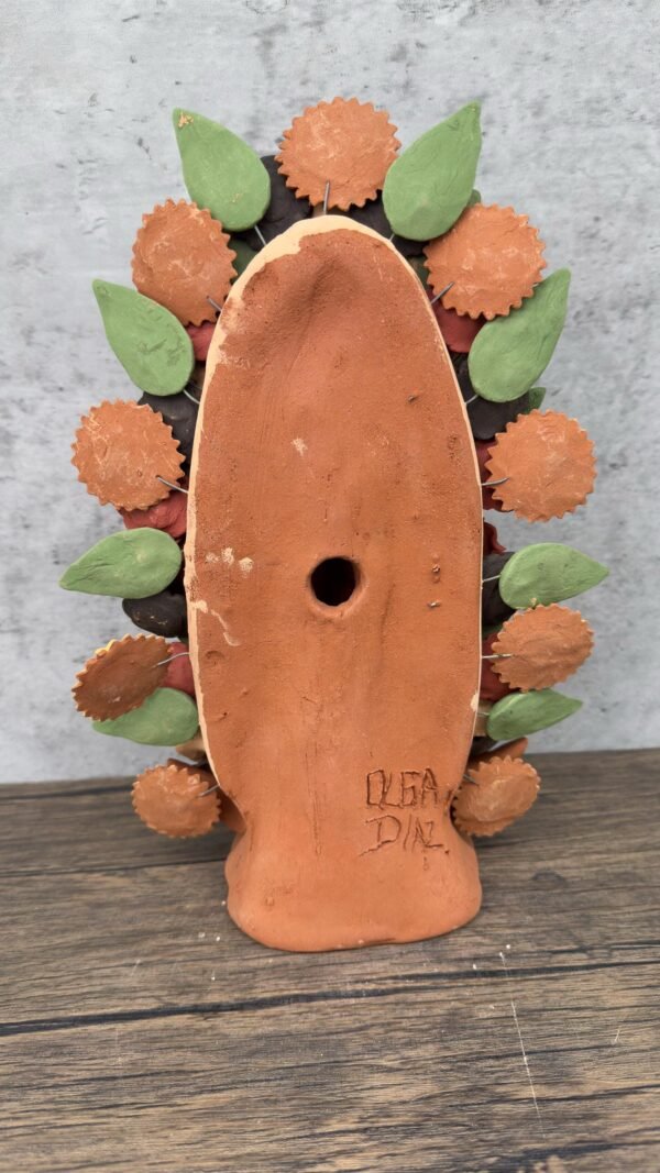 Virgin Mary Handmade Clay Piece, Virgen de Guadalupe  Mexican Decoration, Mary Virgin Sculpture, Metepec Estado de México Virgencita - Image 4