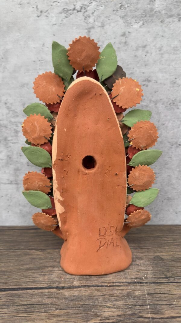 Virgin Mary Handmade Clay Piece, Virgen de Guadalupe  Mexican Decoration, Mary Virgin Sculpture, Metepec Estado de México Virgencita - Image 4