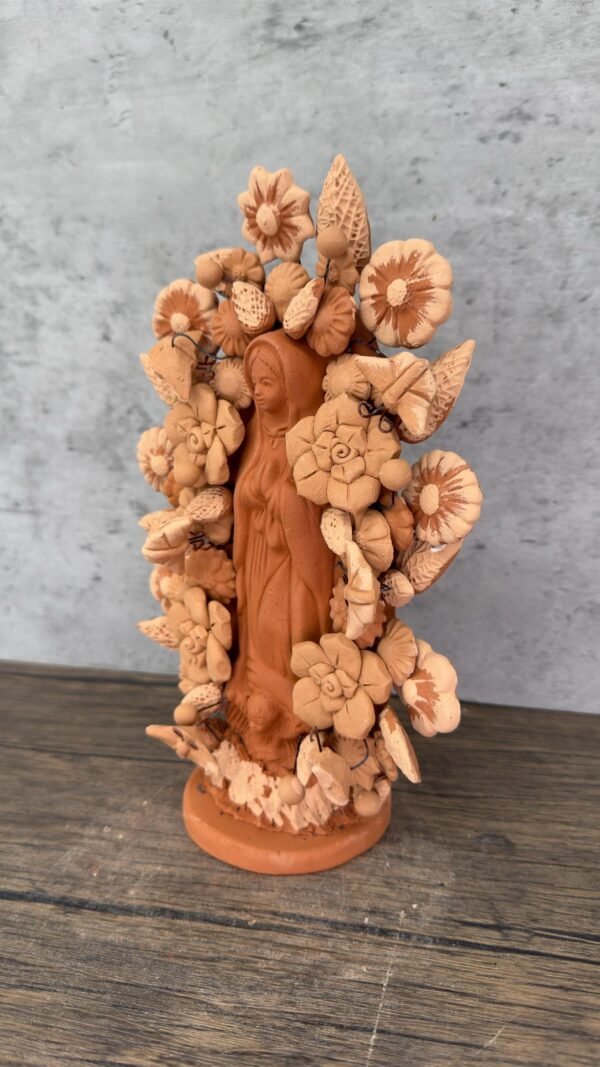 Virgin Mary Handmade Clay Piece, Virgen de Guadalupe  Mexican Decoration, Mary Virgin Sculpture, Metepec Estado de México Virgencita - Image 3