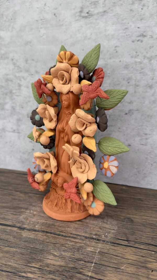 Virgin Mary Handmade Clay Piece, Virgen de Guadalupe  Mexican Decoration, Mary Virgin Sculpture, Metepec Estado de México Virgencita - Image 3