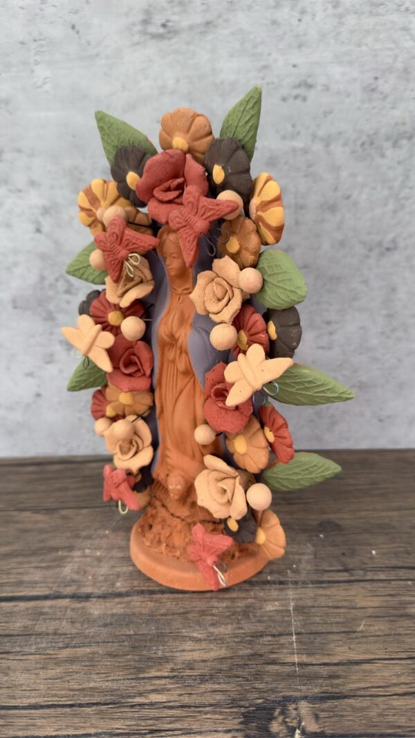 Virgin Mary Handmade Clay Piece, Virgen de Guadalupe  Mexican Decoration, Mary Virgin Sculpture, Metepec Estado de México Virgencita - Image 3