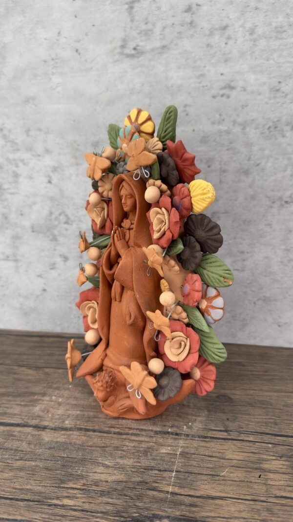 Virgin Mary Handmade Clay Piece, Virgen de Guadalupe  Mexican Decoration, Mary Virgin Sculpture, Metepec Estado de México Virgencita - Image 3