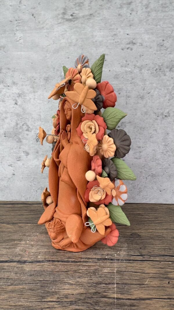 Virgin Mary Handmade Clay Piece, Virgen de Guadalupe  Mexican Decoration, Mary Virgin Sculpture, Metepec Estado de México Virgencita - Image 3