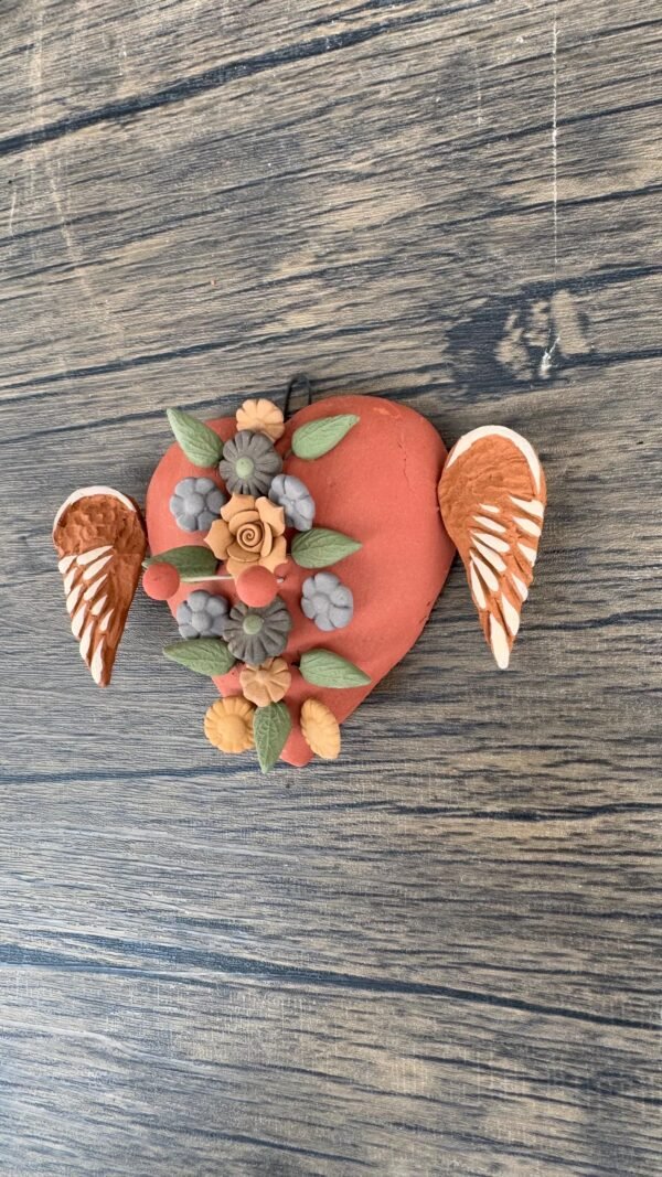 Filigrana Clay Heart Wall Hanging Ornament Artistic  Oaxaca México By Artisans Handmade Crafts, Home Decor Folk Art,  Pastillaje Technique - Image 3