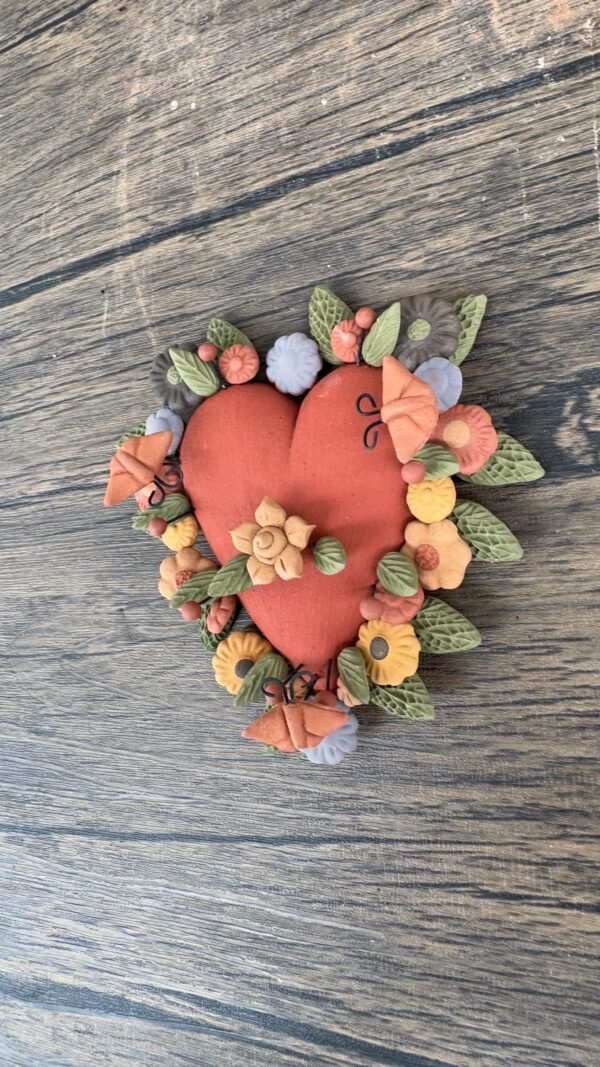Filigrana Clay Heart Wall Hanging Ornament Artistic  Oaxaca México By Artisans Handmade Crafts, Home Decor Folk Art,  Pastillaje Technique - Image 3