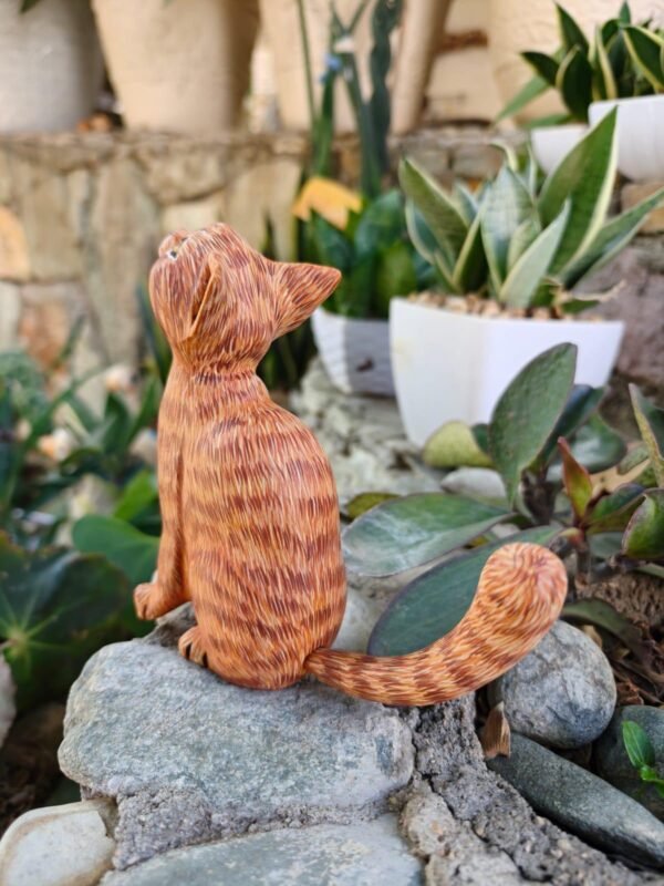 Cat Statue Mexican Folk Art Alebrije Sculpture, Wooden As Mexican Decoration Figurine, Made Of Wood And Carved By Hand - Image 3