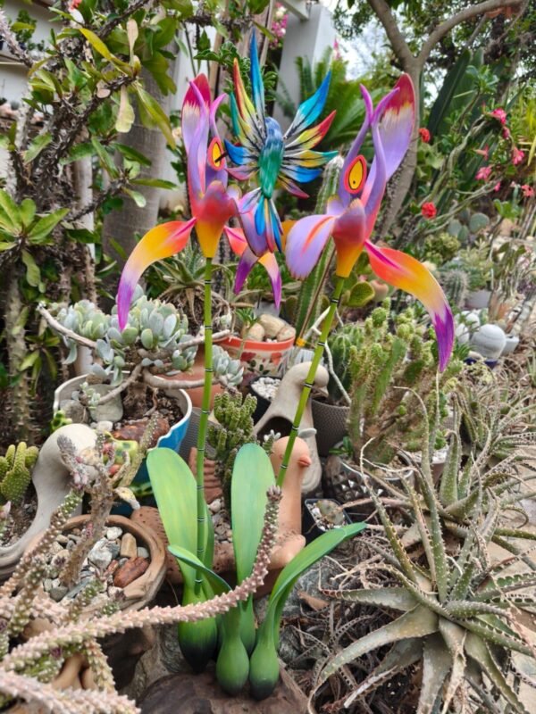 Orchid Flower And Hummingbird Statue Alebrije Sculpture, Wooden Mexican Decoration Figure, Made Of Wood And Carved By Hand ASK FOR CUSTOMIZE - Image 5