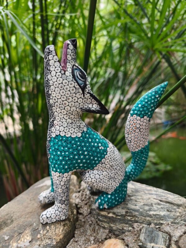 Fox Figurine Mexican Folk Art Alebrije Sculpture, Wooden Coyote Decoration Statue, Made Of Wood And Carved By Hand ASK FOR CUSTOMIZE - Image 3