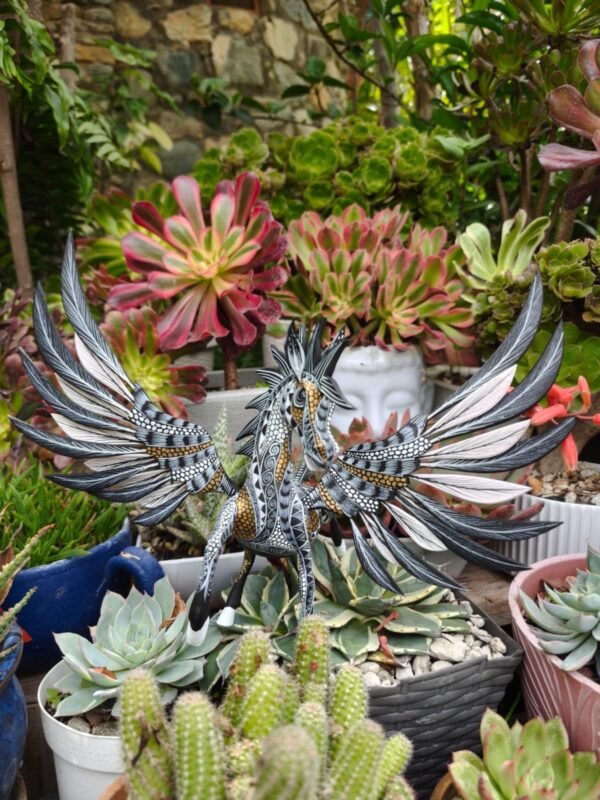 Pegasus Statue Folk Art Alebrije Sculpture, Wooden horse Mexican Decoration Figurine, Made Of Wood And Carved By Hand - Image 3