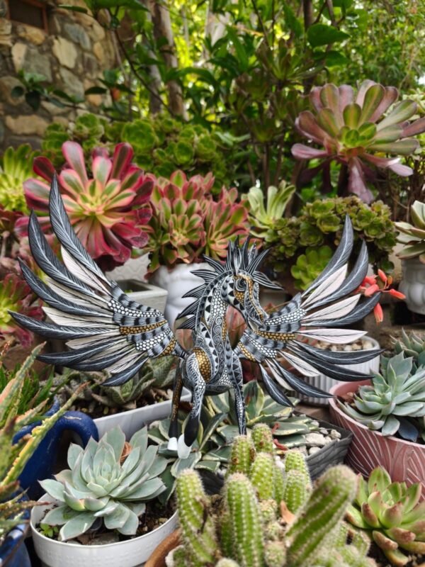 Pegasus Statue Folk Art Alebrije Sculpture, Wooden horse Mexican Decoration Figurine, Made Of Wood And Carved By Hand - Image 4