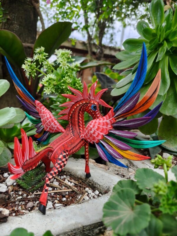 Pegasus Statue Folk Art Alebrije Sculpture, Wooden horse Mexican Decoration Figurine, Made Of Wood And Carved By Hand - Image 3