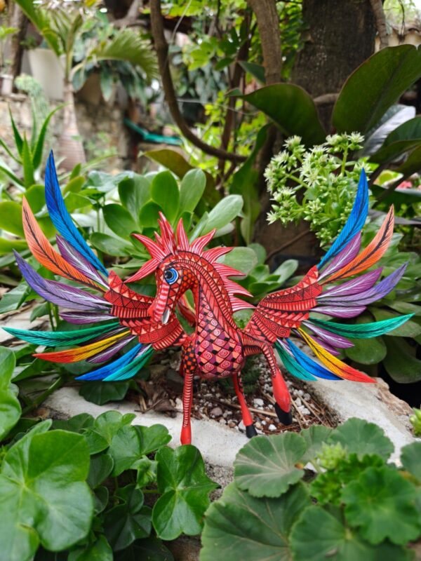 Pegasus Statue Folk Art Alebrije Sculpture, Wooden horse Mexican Decoration Figurine, Made Of Wood And Carved By Hand - Image 4
