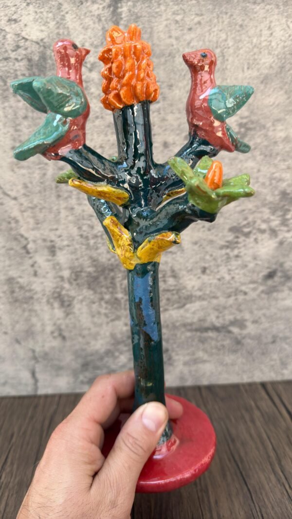 Mexican Tree of Life Sculpture, Hummingbird Folk Art, Handmade Clay Figurine, Small Ceramic Milagro Tree, Bright Colorful Pottery Michoacán - Image 3