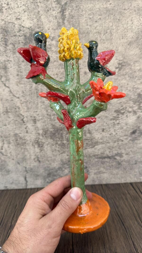 Mexican Tree of Life Sculpture, Hummingbird Folk Art, Handmade Clay Figurine, Small Ceramic Milagro Tree, Bright Colorful Pottery Michoacán - Image 3