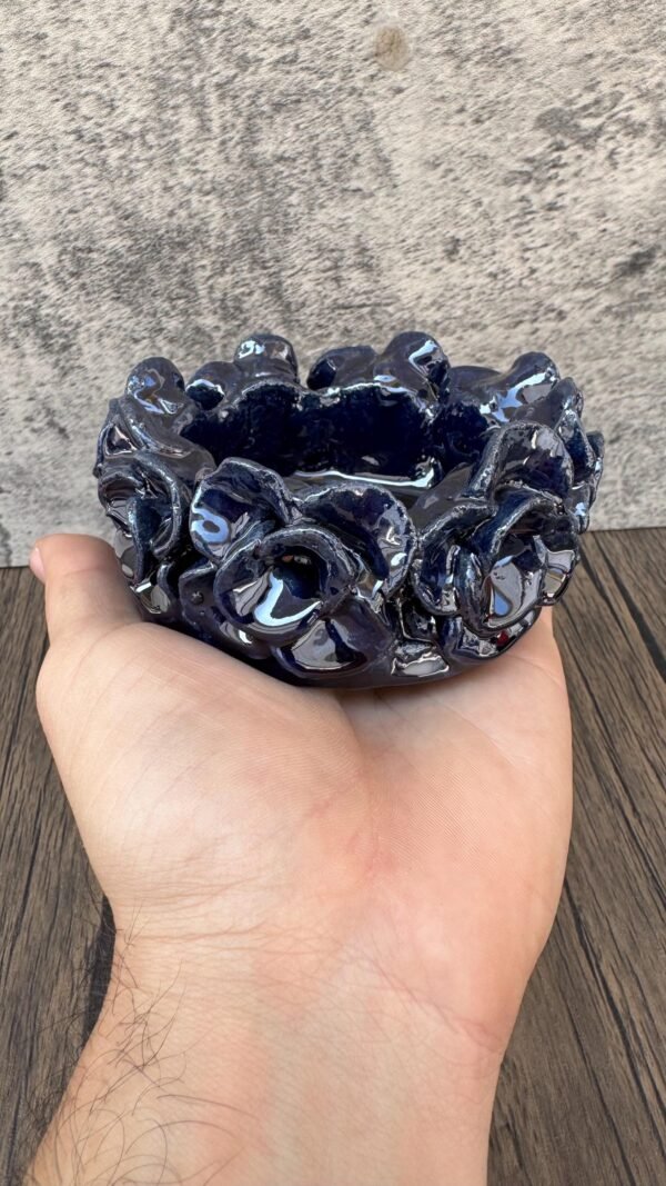 Handmade Ceramic Ashtray, Mexican Pottery with Blue Glaze, Artisan Clay Smoking Bowl, Decorative Cigar Tray, Rustic Folk Art, Glazed Pottery - Image 3