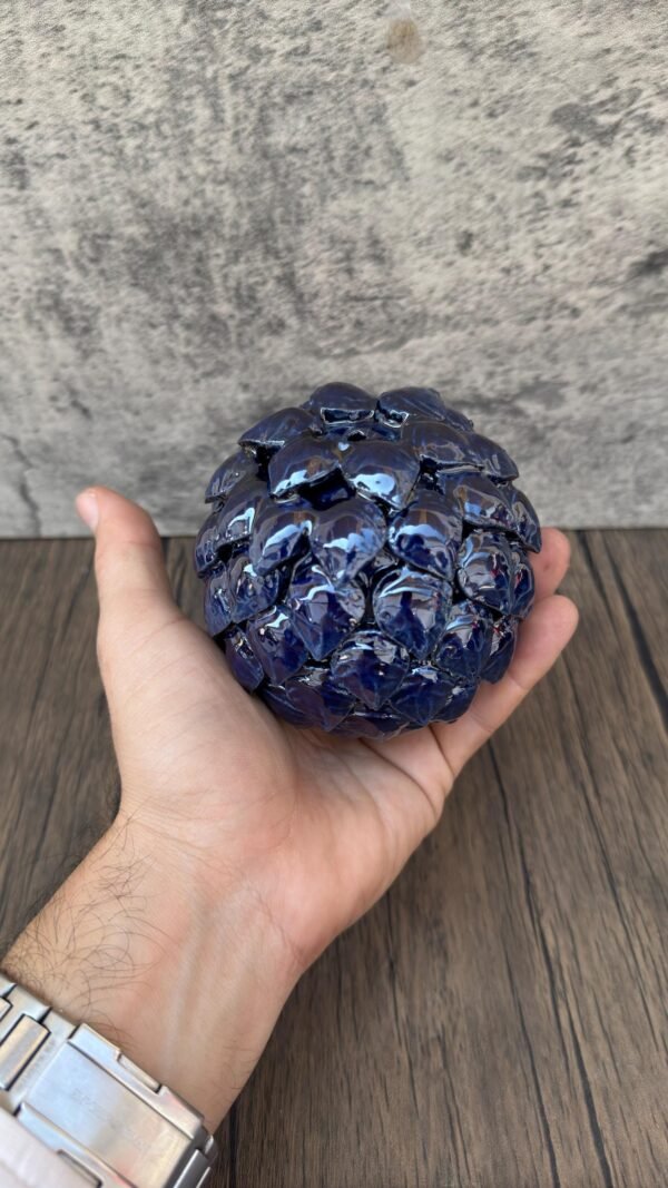 Handmade Ceramic Pinecone Incense Holder, Mexican Glazed Pottery, Blue Decorative Aromatherapy Burner, Artisan Clay Sculpture, Cone Incense - Image 3