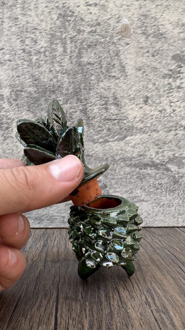 Mexican pottery, Pineapple decor, Mexican decoration, Pineapple sculpture, Glazed clay pineapple, Pottery from Michoacan “mini” - Image 3
