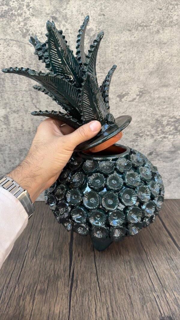 Mexican pottery, Pineapple decor, Mexican decoration, Pineapple sculpture, Glazed clay pineapple, Pottery from Michoacan - Image 4