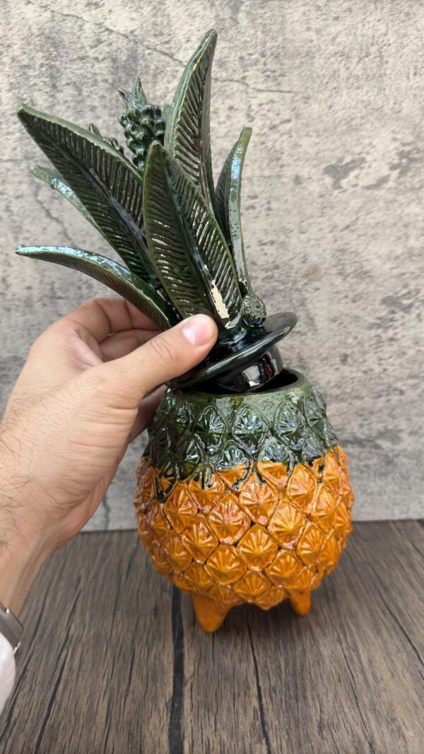 Mexican pottery, Pineapple decor, Mexican decoration, Pineapple sculpture, Glazed clay pineapple, Pottery from Michoacan - Image 4