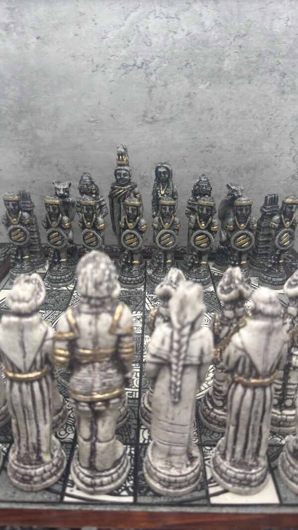 Chess set 16.53” x 16.53”, Resin Chess set in red and white, Mexican chess, Chess set handmade, Soviet chess set, Wooden chess - Image 4