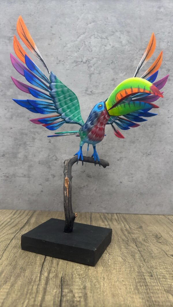Toucan Bird Statue Mexican Art Alebrije Sculpture, Wooden Parrot  Decoration Figure, Made Of Wood And Carved By Hand ASK FOR CUSTOMIZE - Image 3