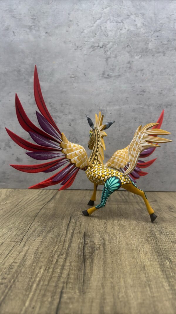 Pegasus Statue Folk Art Alebrije Sculpture, Wooden horse Mexican Decoration Figurine, Made Of Wood And Carved By Hand - Image 6