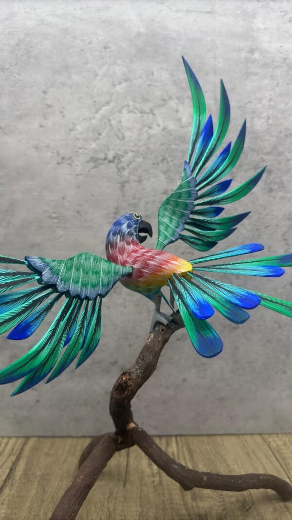 Parakeet Bird Statue Mexican Art Alebrije Sculpture, Wooden Parrot  Decoration Figure, Made Of Wood And Carved By Hand ASK FOR CUSTOMIZE - Image 3