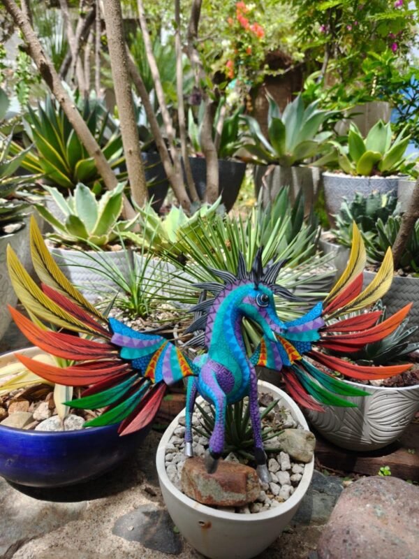 Winged Alebrije Pegasus, Hand Painted Mexican Wood Sculpture, Colorful Oaxacan Folk Art, Handmade Spirit Animal, Vibrant Decor Figurine, Fly - Image 3