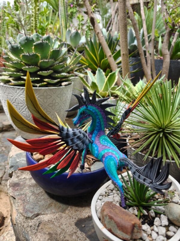 Winged Alebrije Pegasus, Hand Painted Mexican Wood Sculpture, Colorful Oaxacan Folk Art, Handmade Spirit Animal, Vibrant Decor Figurine, Fly - Image 4