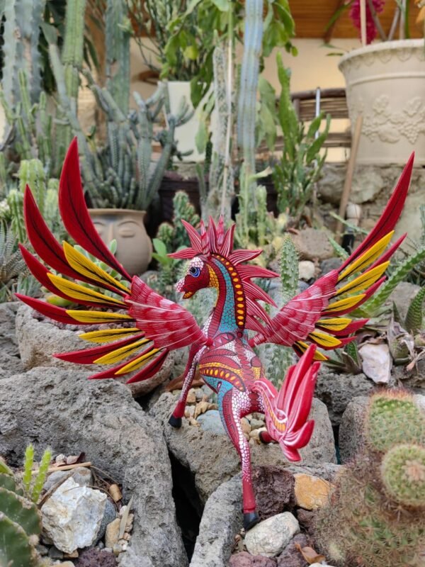 Pegasus Statue Folk Art Alebrije Sculpture, Wooden horse Mexican Decoration Figurine, Made Of Wood And Carved By Hand - Image 3