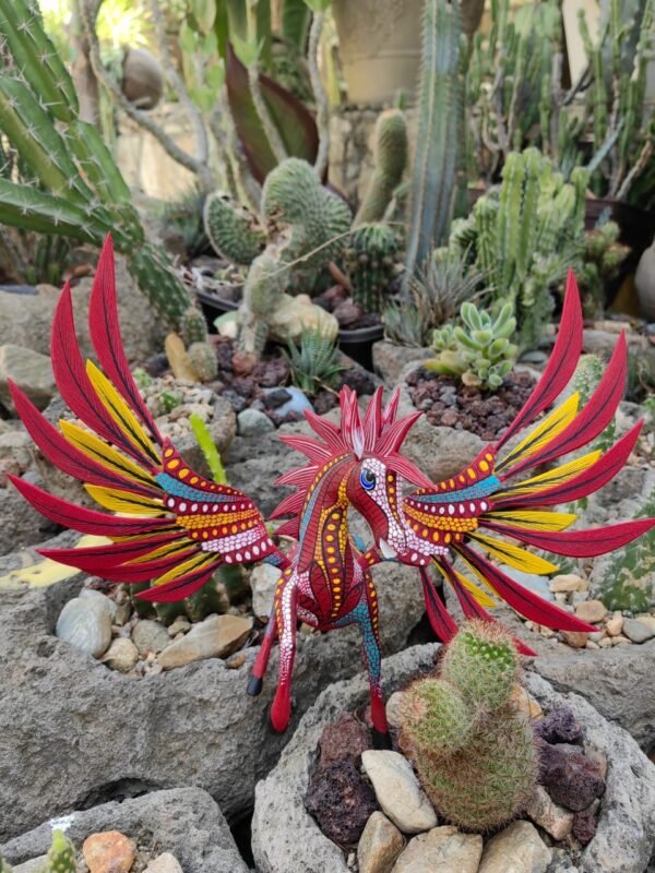 Pegasus Statue Folk Art Alebrije Sculpture, Wooden horse Mexican Decoration Figurine, Made Of Wood And Carved By Hand - Image 2