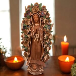 XL Virgin Mary Handmade Clay Piece, Virgen de Guadalupe  Mexican Decoration, Mary Virgin Sculpture, Metepec Estado de México Virgencita 36”