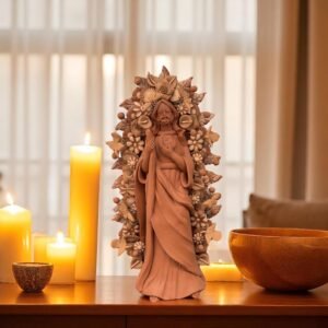 Saint Jude Thaddeus Clay Statue From Metepec Estado de México, San Juditas Folk Art Artisans Handmade, Religious Home Decor Spiritual 15”